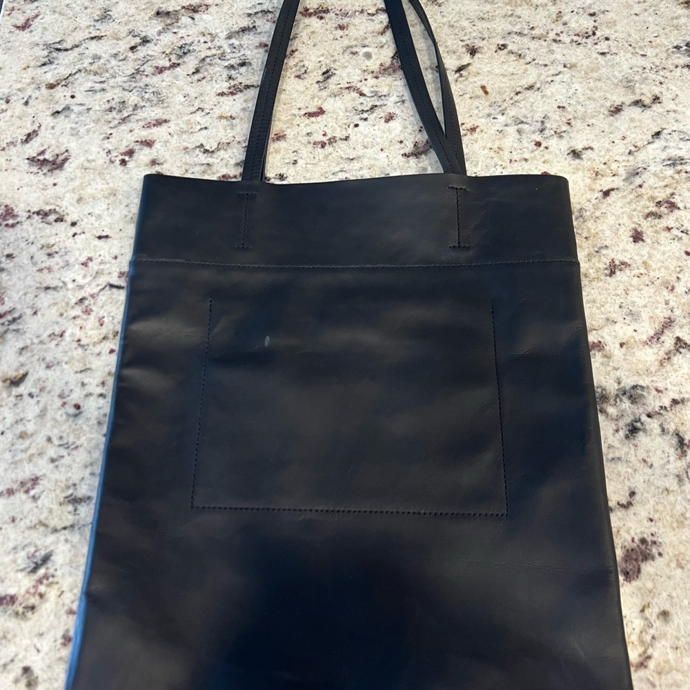 Madewell Black Leather Tote Bag
